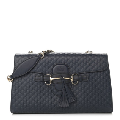Gucci Soft Microguccissima Medium Emily Chain Shoulder Bag Blue 1 of 11