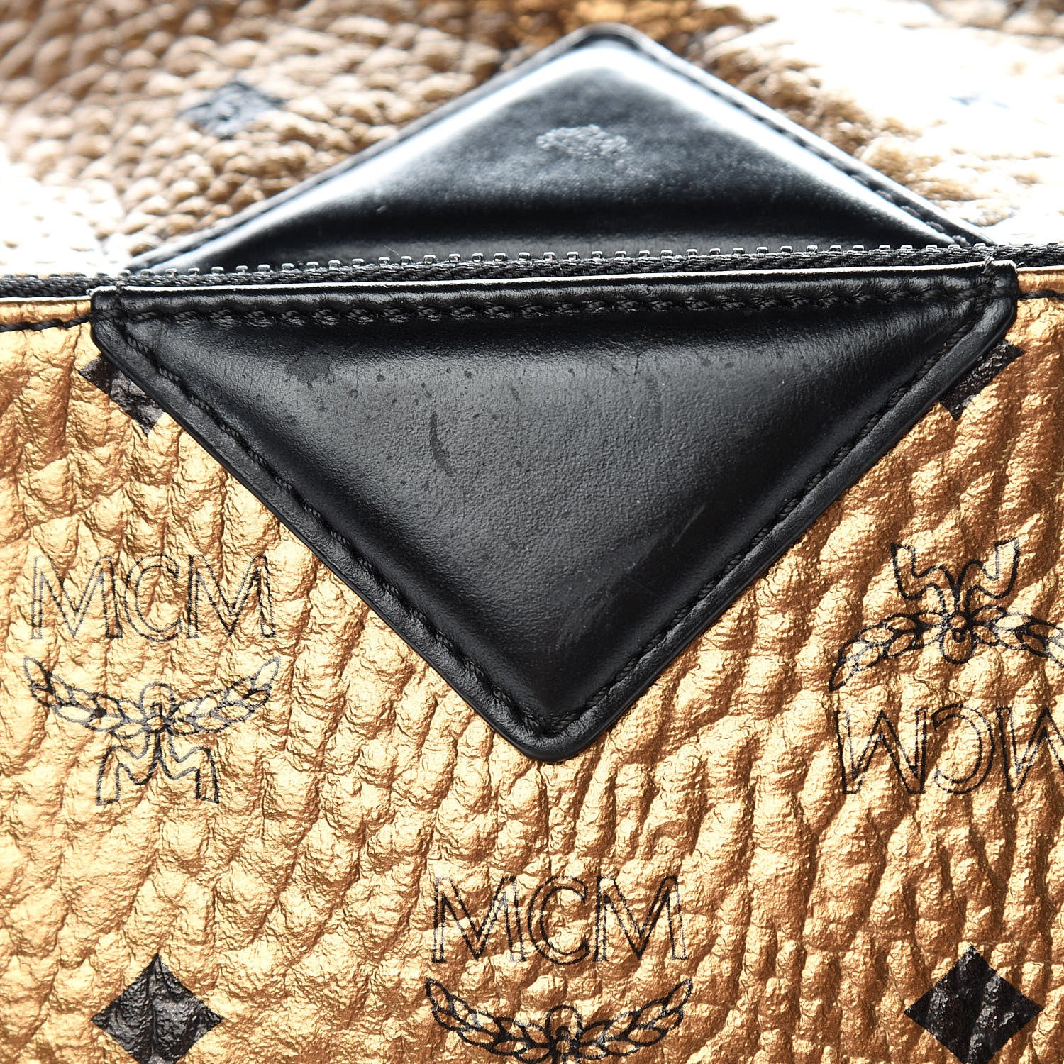 MCM Metallic Visetos Medium Duke Backpack Gold 16 of 16
