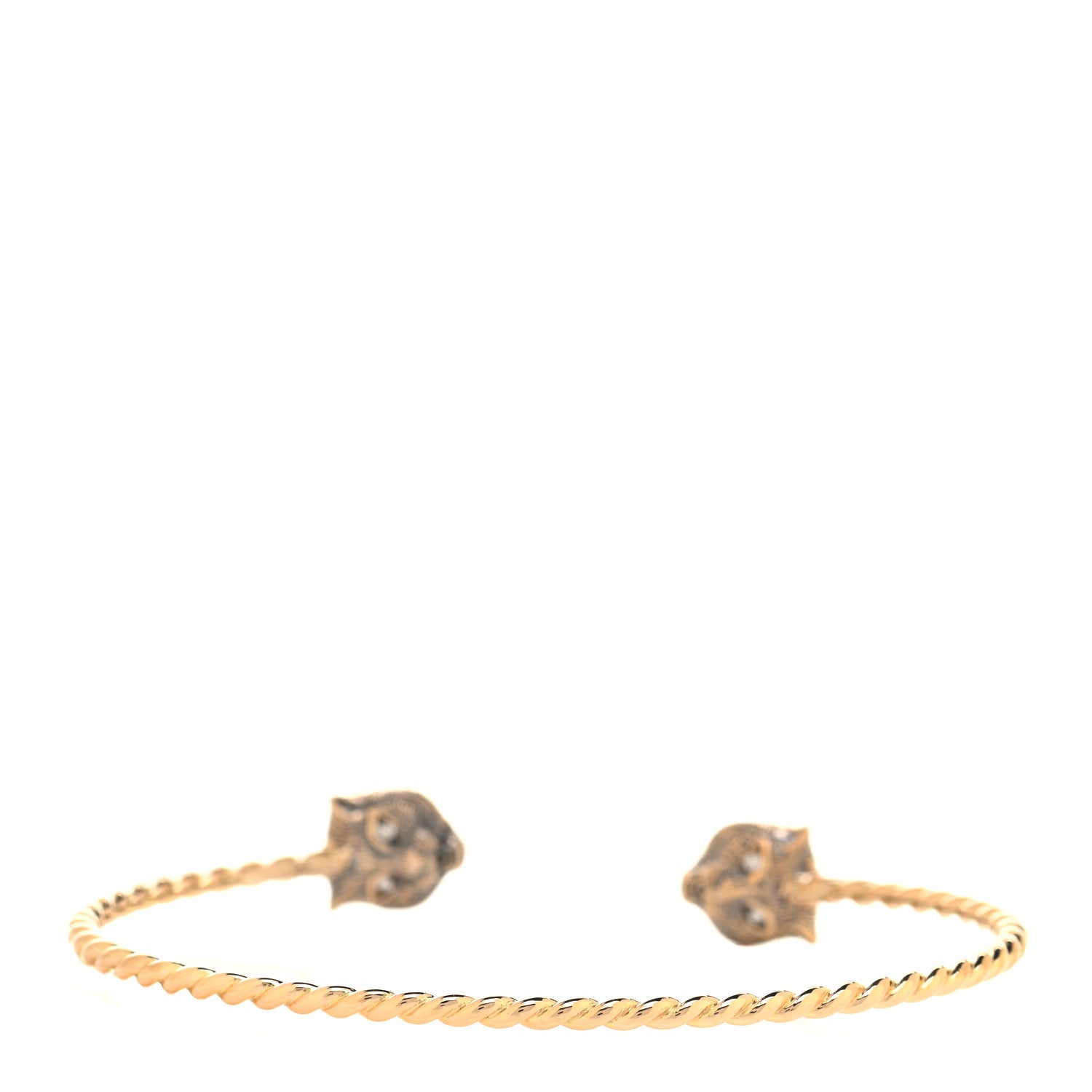 Gucci 18K Yellow Gold Diamond Citrine Pink Tourmaline Marche des Merveilles Feline Cuff Bracelet 3 of 6