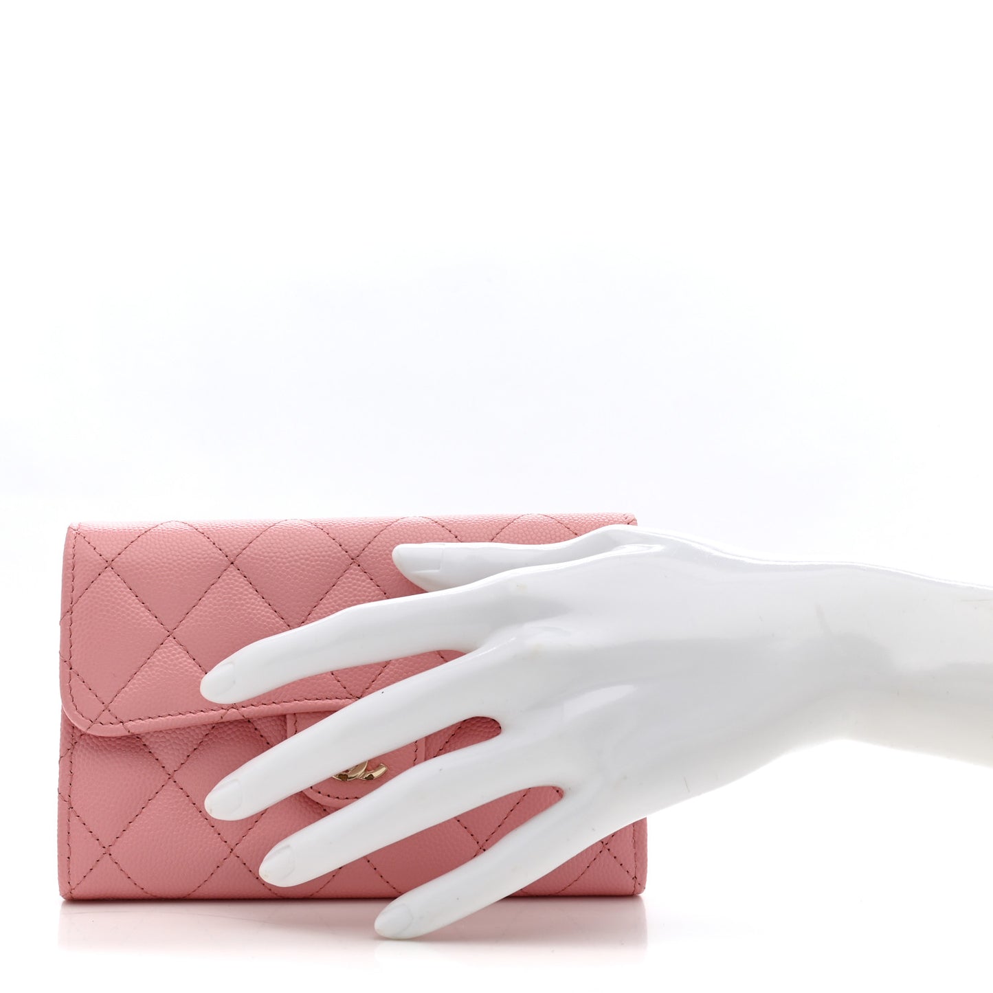 Caviar Quilted Medium Flap Wallet Light Pink