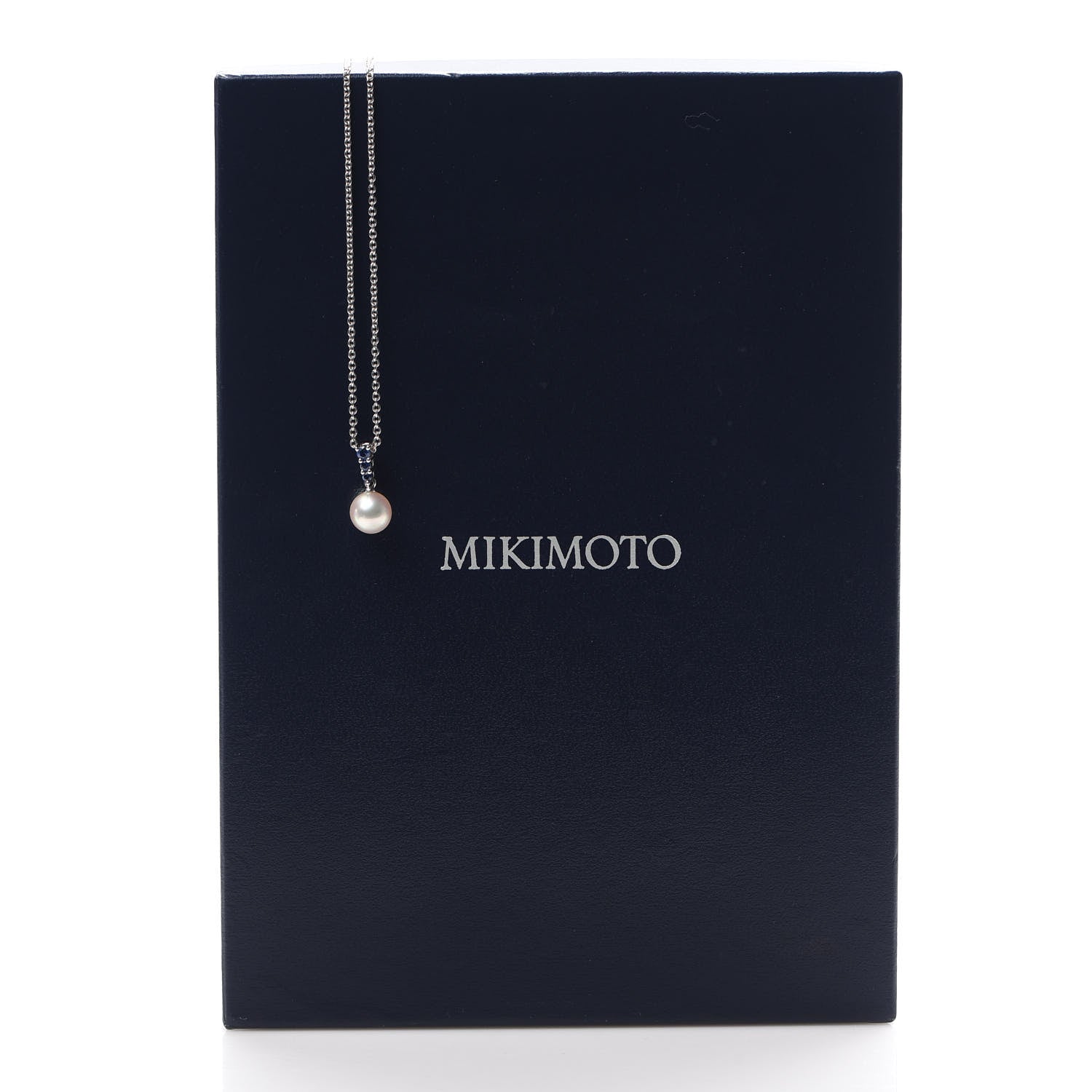 Mikimoto 18K White Gold Blue Sapphire Akoya Pearl 8mm Morning Dew Pendant Necklace 7 of 7
