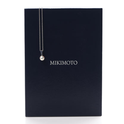 Mikimoto 18K White Gold Blue Sapphire Akoya Pearl 8mm Morning Dew Pendant Necklace 7 of 7