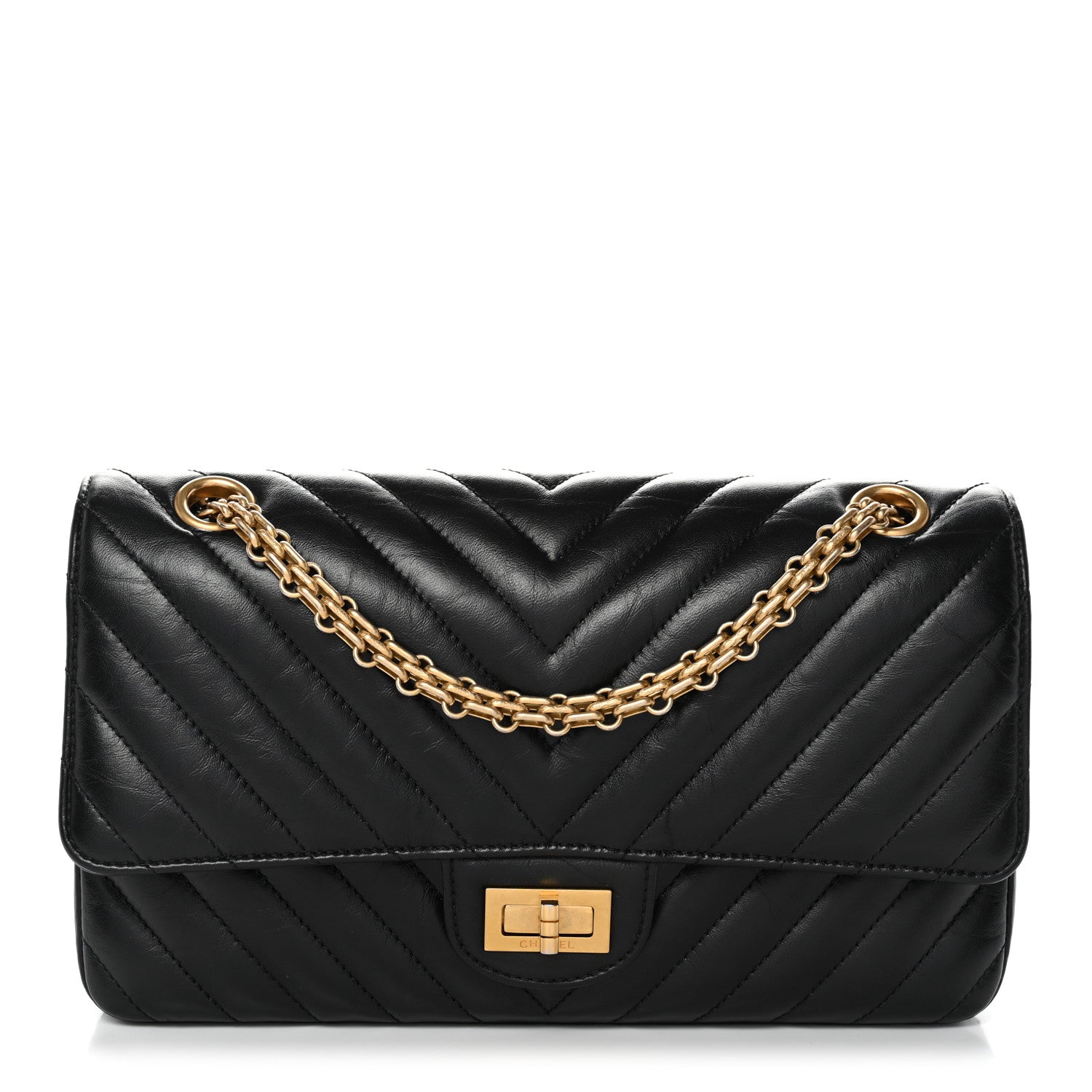 Chanel Aged Calfskin Chevron Quilted 2.55 Reissue 225 Flap Black 1 of 9