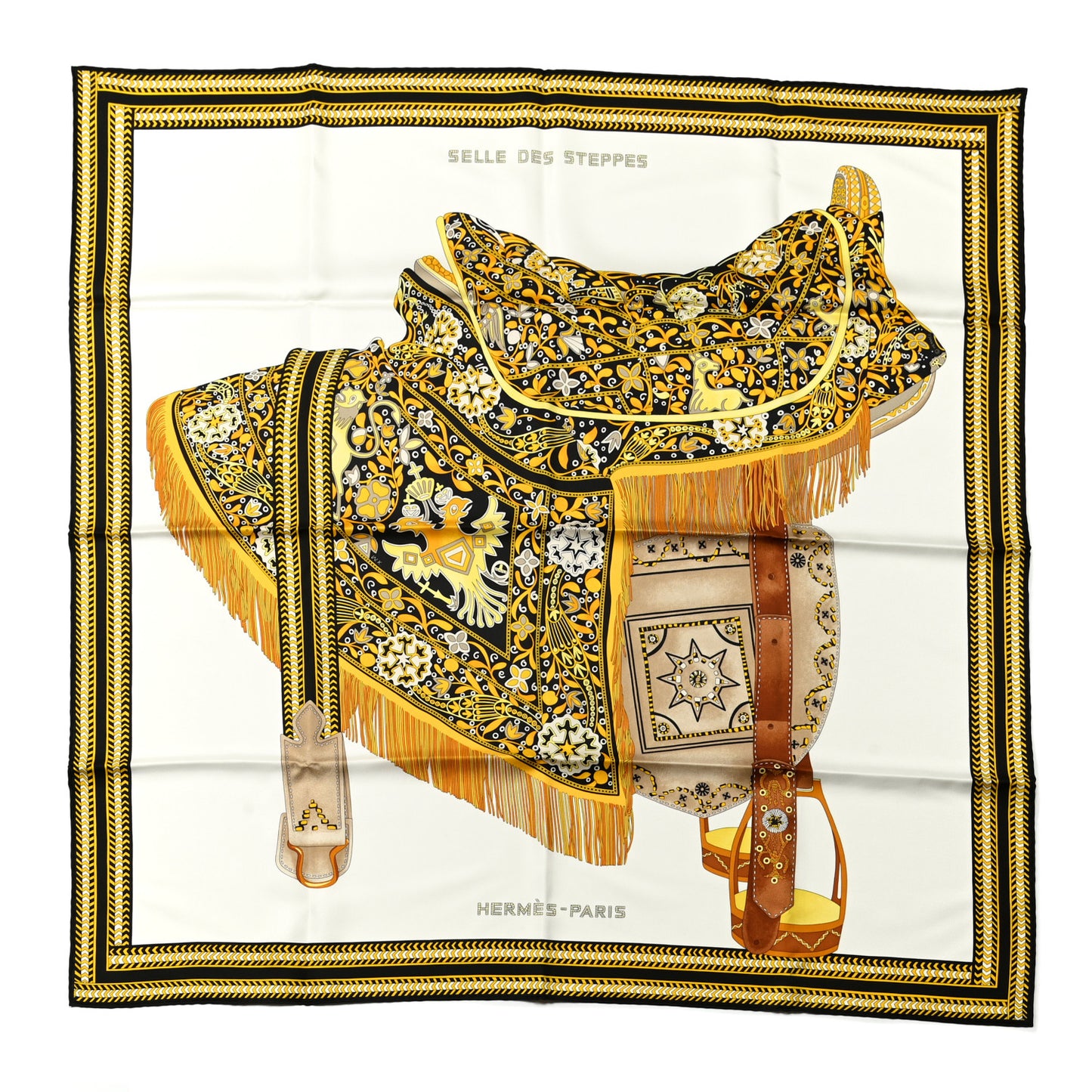 Silk Selle Des Steppes Scarf 90 White Or Black