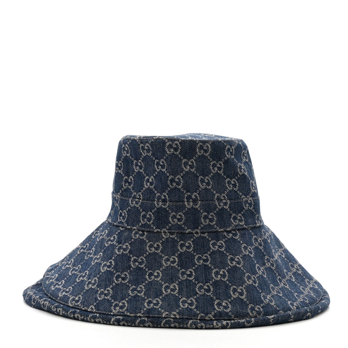 Eco Washed Denim GG Monogram Brim Hat M Blue