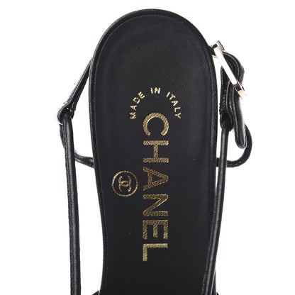 Chanel Lambskin Satin Slingback Cap Toe Bow Pumps 35.5 Black 8 of 11