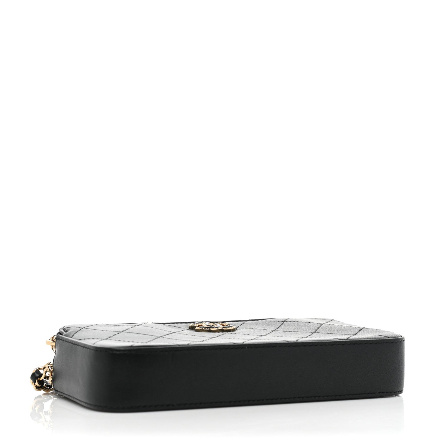 Chanel Goatskin Enamel Quilted Small Clutch With Chain Black 4 of 13