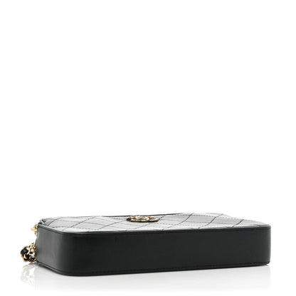 Chanel Goatskin Enamel Quilted Small Clutch With Chain Black 4 of 13