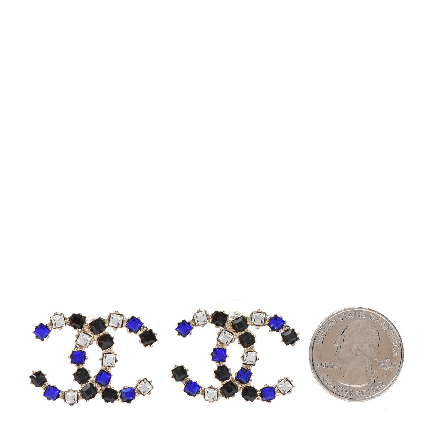 Crystal CC Earrings Gold Black Blue