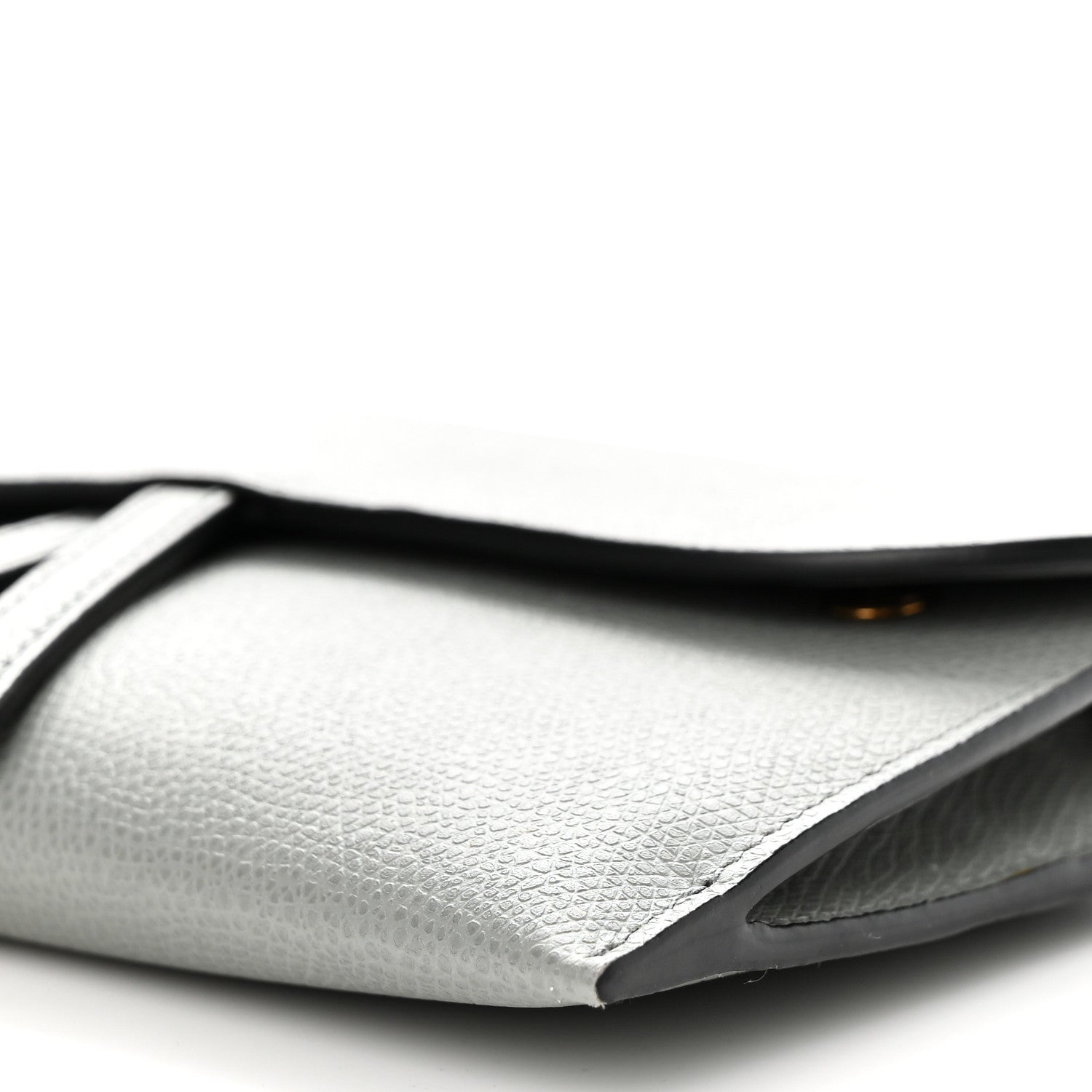 Christian Dior Grained Calfskin Saddle Chain Wallet Pouch Grey Stone 11 of 15