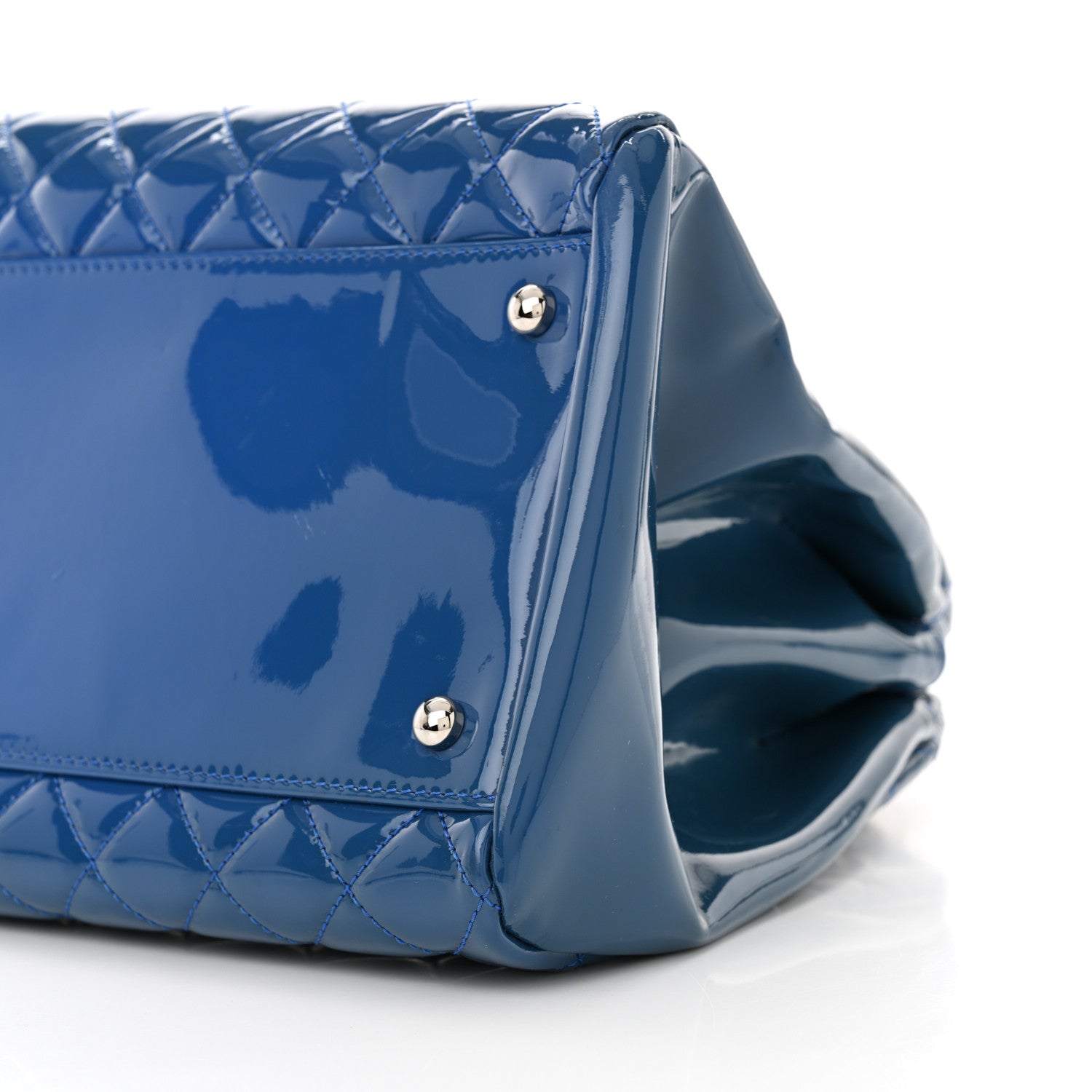 Chanel Patent Quilted Large Just Mademoiselle Bowling Bag Dark Blue 10 of 11