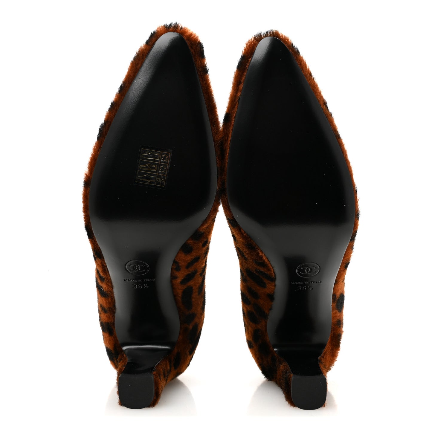 Pony Hair Lambskin Pumps 36.5 Brown Black