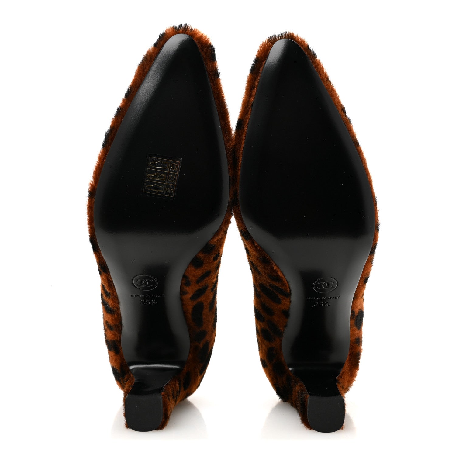 Chanel Pony Hair Lambskin Pumps 36.5 Brown Black 6 of 10