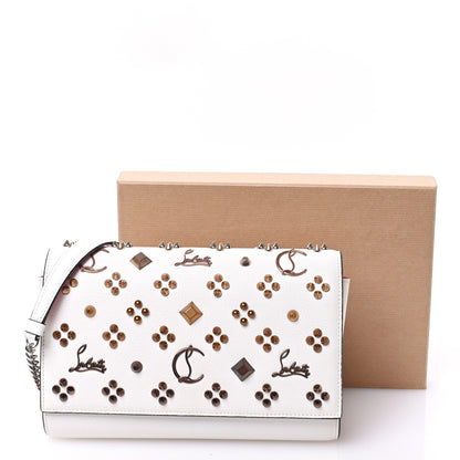 Christian Louboutin Calfskin Spikes Loubinthesky Paloma Clutch Snow 9 of 9