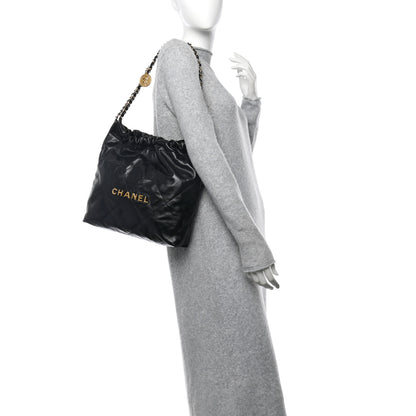 Chanel Shiny Calfskin Quilted Small Chanel 22 Black 2 of 11