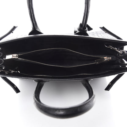 Saint Laurent Calfskin Crocodile Embossed Small Sac De Jour Black 5 of 12