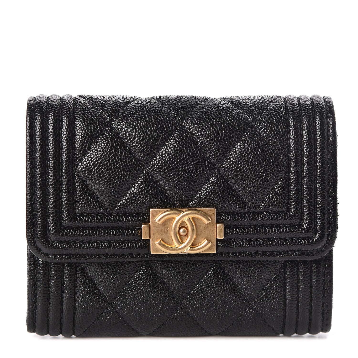 Chanel Caviar Quilted Boy Flap Card Holder Black 1 of 9