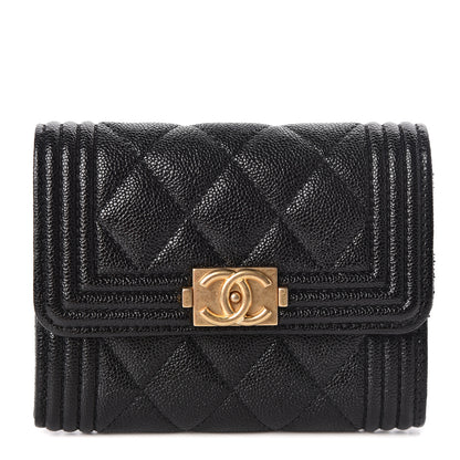 Chanel Caviar Quilted Boy Flap Card Holder Black 1 of 9