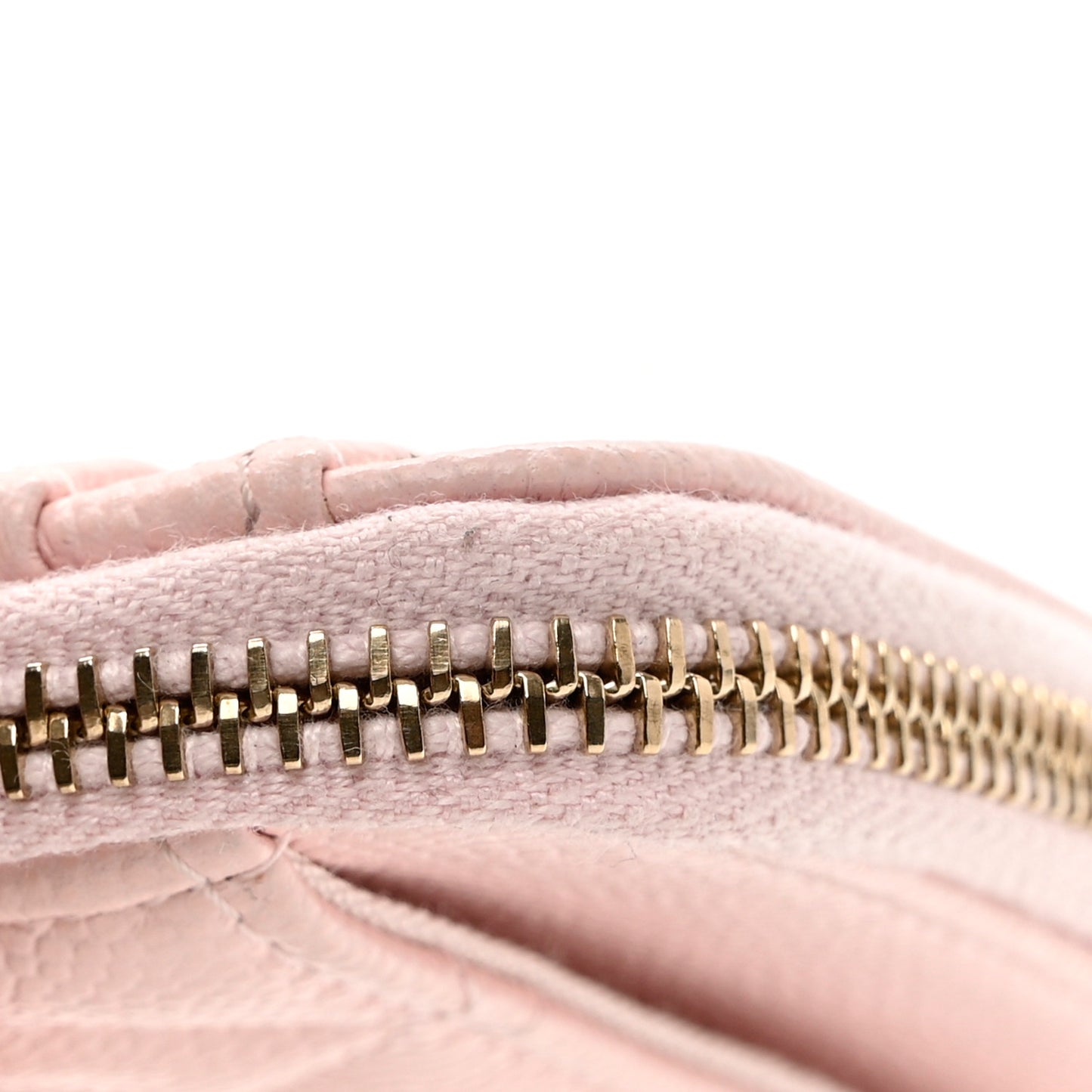 Caviar Quilted Crystal Zip Card Holder Wallet Light Pink