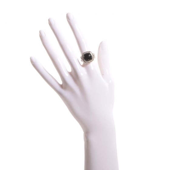 David Yurman Sterling Silver Diamond Black Onyx 11mm Albion Ring 53 6.5 2 of 4