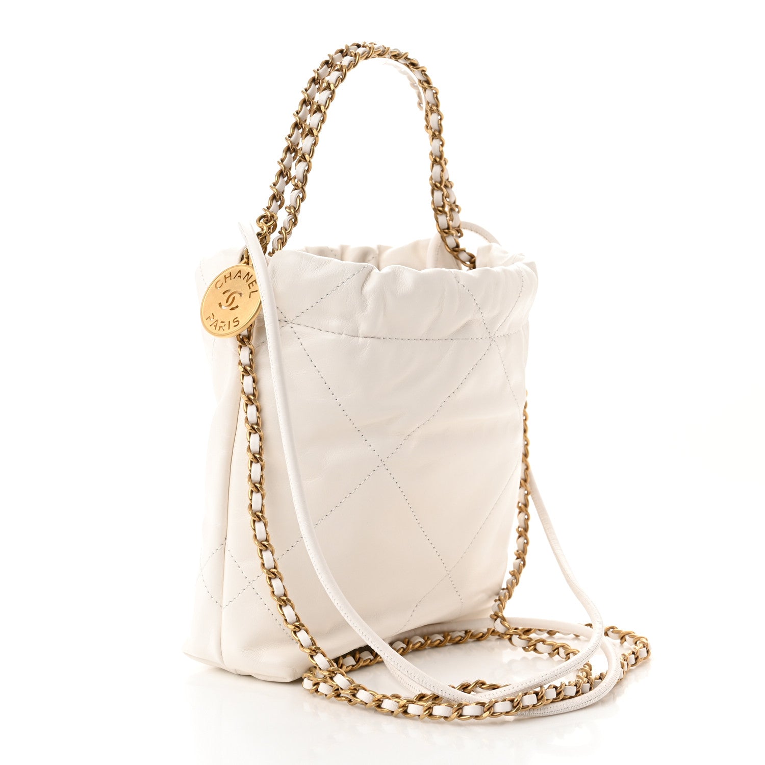 Chanel Shiny Calfskin Quilted Mini Chanel 22 White 3 of 11