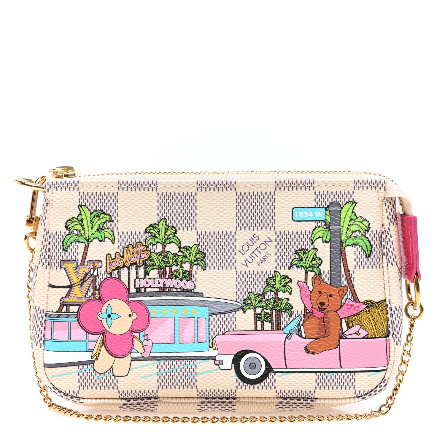 Louis Vuitton Damier Azur 2021 Christmas Animation Hollywood Mini Pochette Accessories Fuchsia 1 of 8