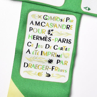 Hermes Silk Jeu de Cartes Twilly Vert Emeraude Black Jaune Soufre 3 of 5