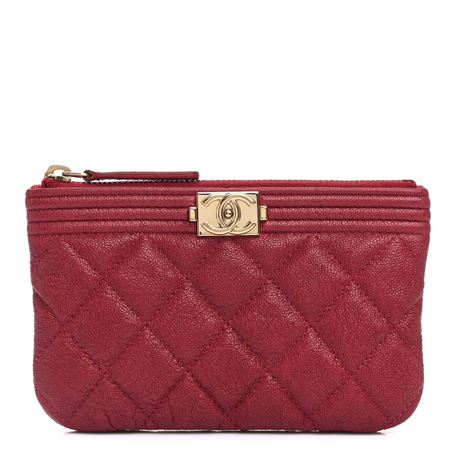 Chanel Caviar Quilted Zipped Boy Pouch Red 1 of 9
