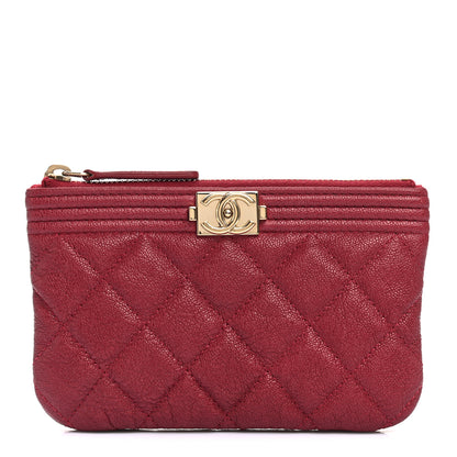 Chanel Caviar Quilted Zipped Boy Pouch Red 1 of 9