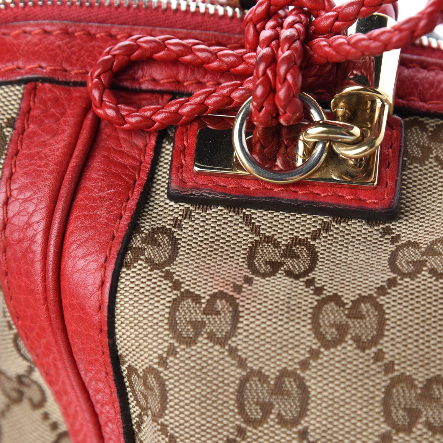 Gucci Monogram Large Bella Top Handle Bag Red 8 of 12