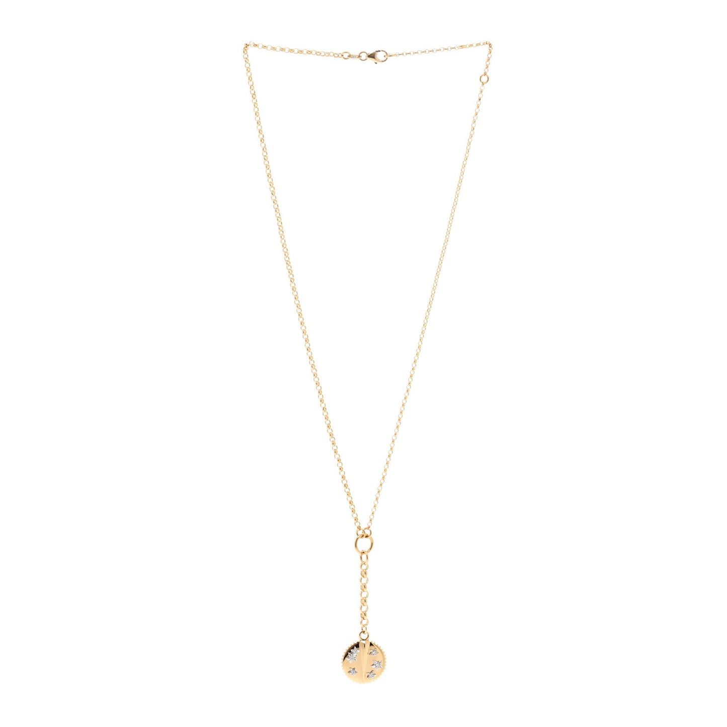 18K Yellow Gold Diamond Small Resilience Medallion Mixed Belcher Extension Chain Necklace