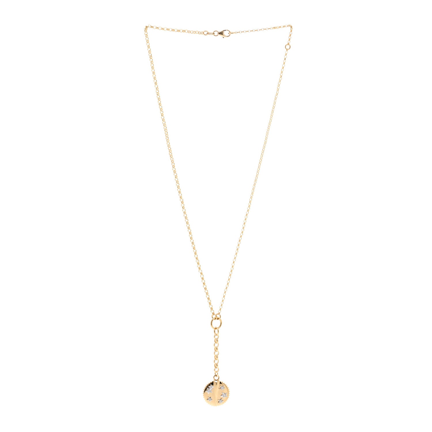 Foundrae 18K Yellow Gold Diamond Small Resilience Medallion Mixed Belcher Extension Chain Necklace 3 of 6