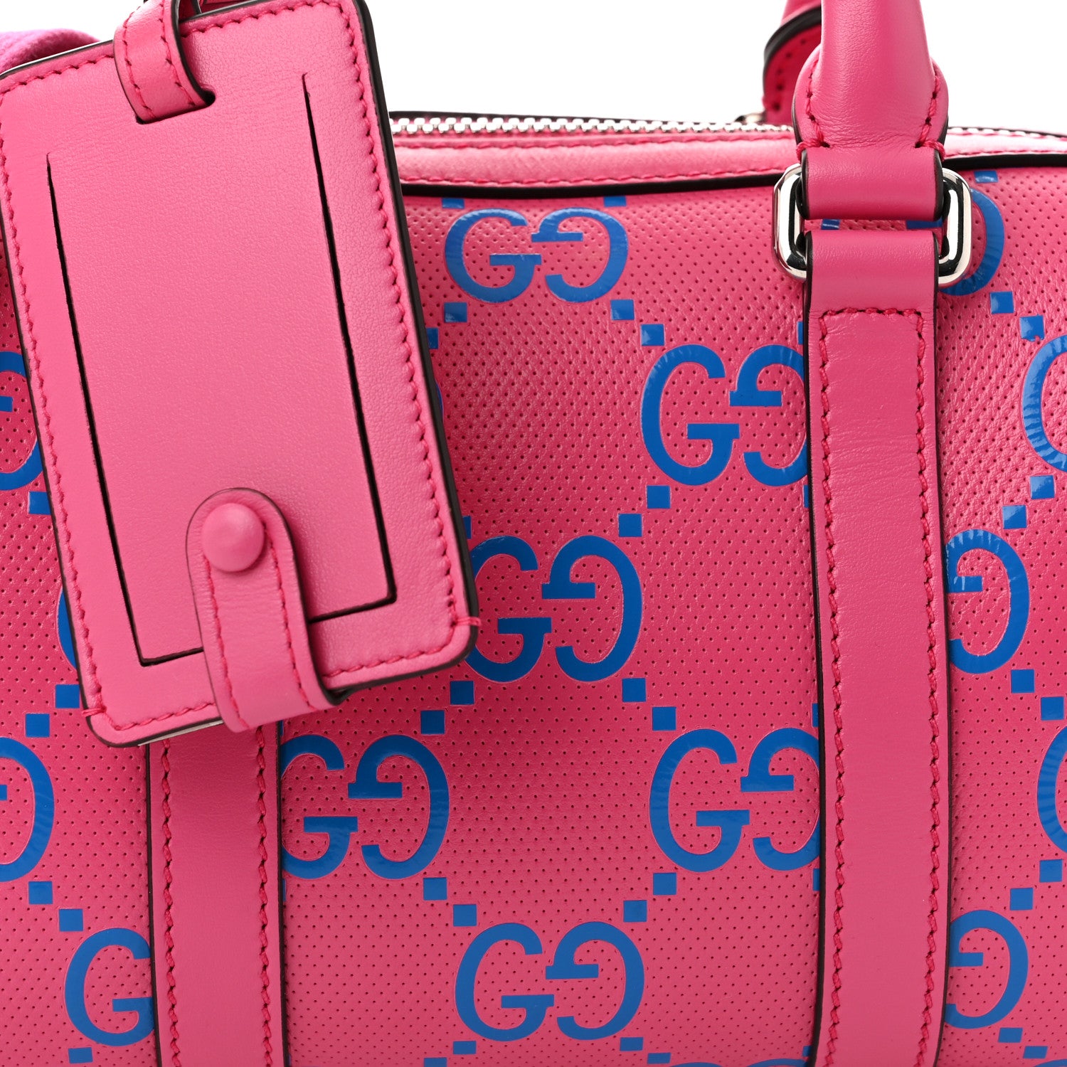 Gucci Calfskin GG Tennis Bi-Color Embossed Mini Duffle Bag Modern Fucsia Modern Blue 8 of 10
