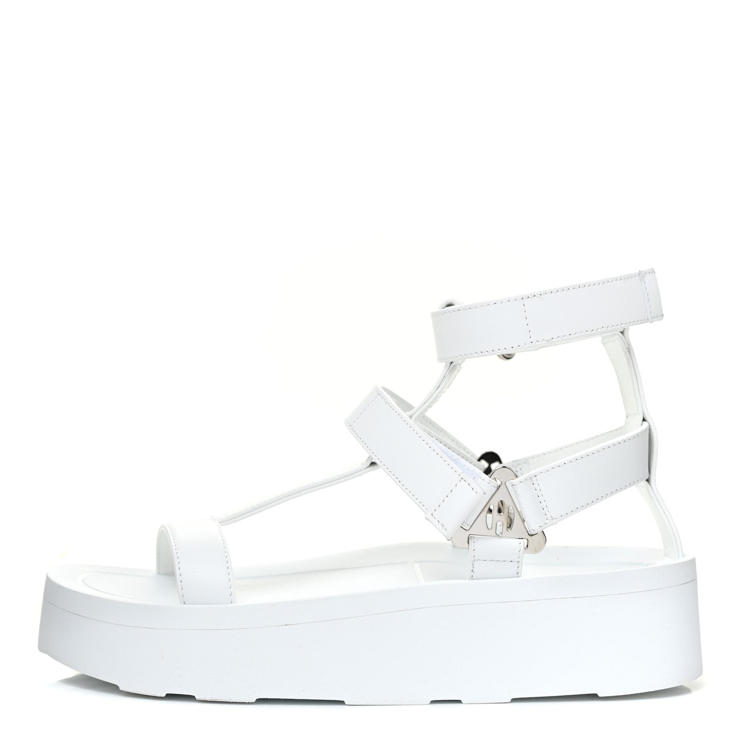 Hermes Calfskin Womens Enid Sandals 37 White 1 of 10