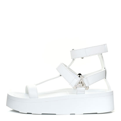 Hermes Calfskin Womens Enid Sandals 37 White 1 of 10