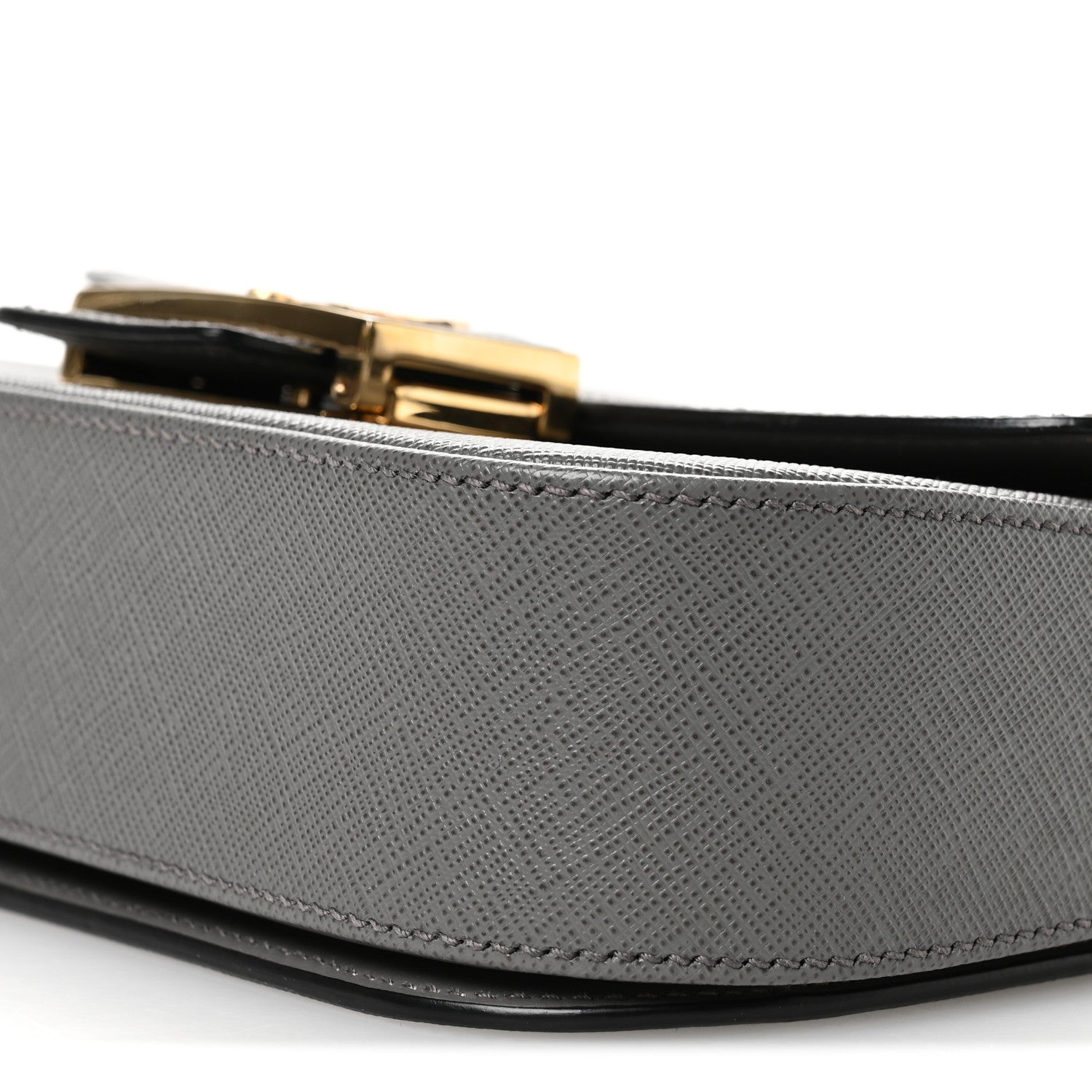 Prada Saffiano Lux Embleme Flap Shoulder Bag Grey 1807372