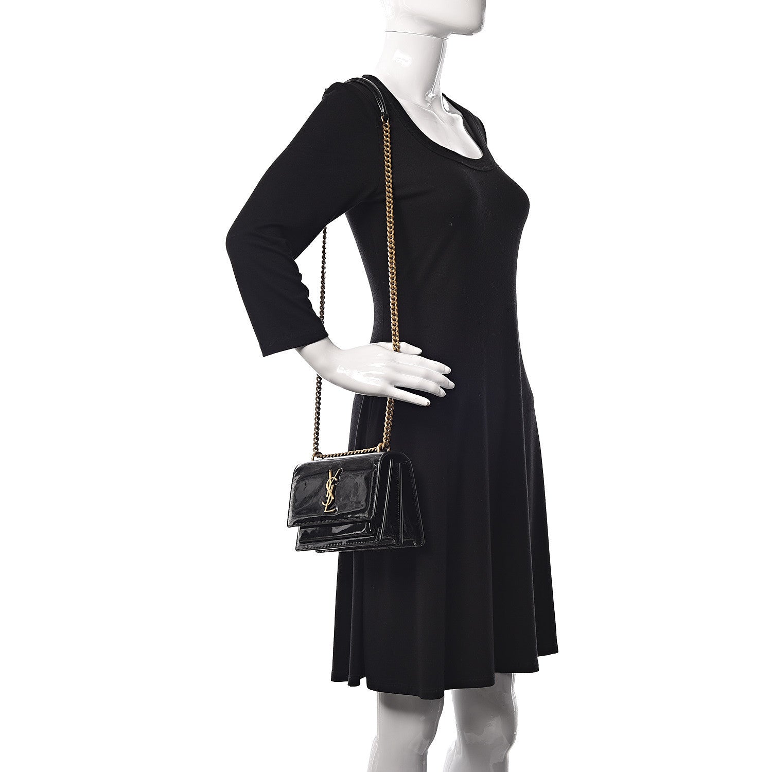 Saint Laurent Patent Small Monogram Sunset Black 2 of 13