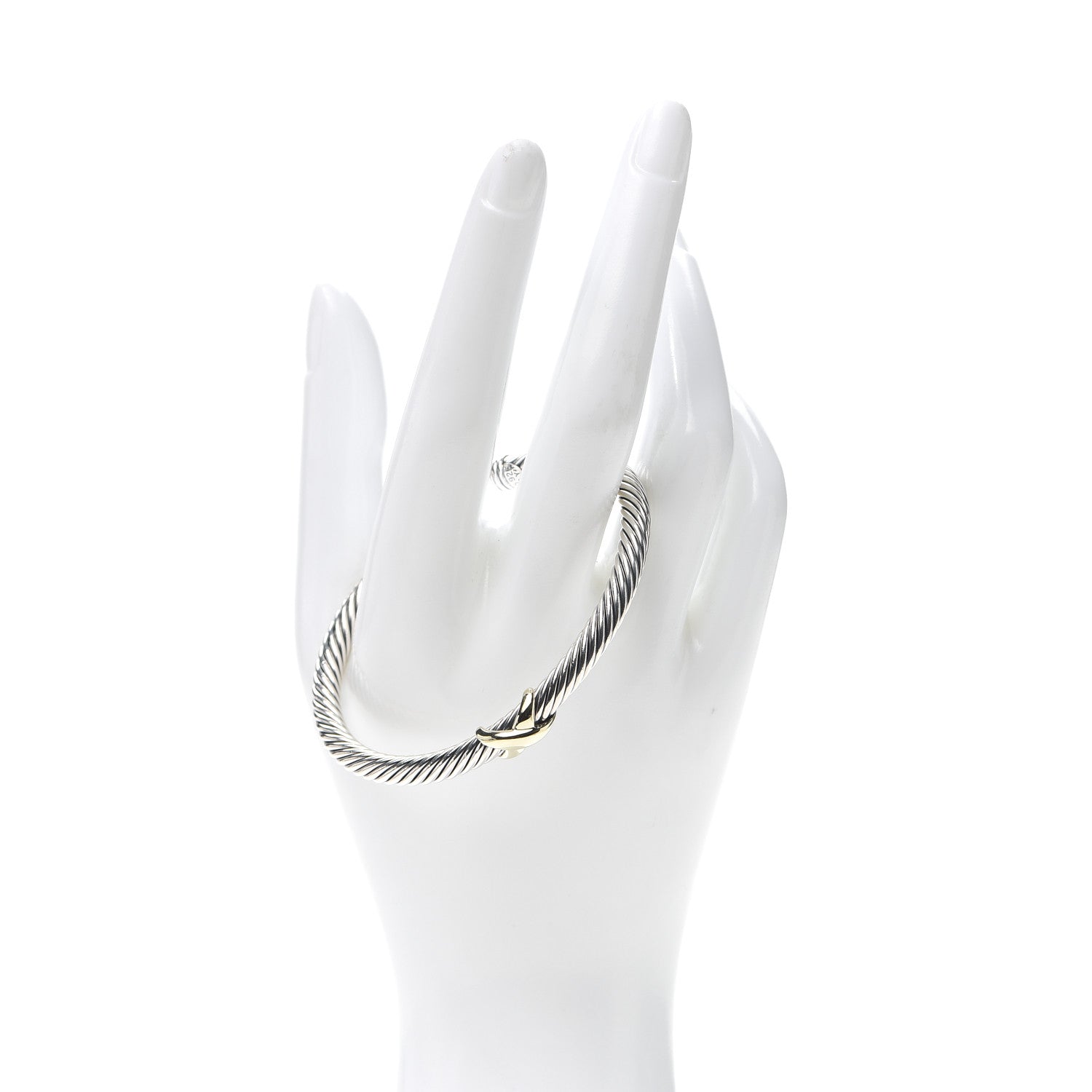 David Yurman Sterling Silver 14K Yellow Gold 5mm X Station Cable Bracelet 2 of 5