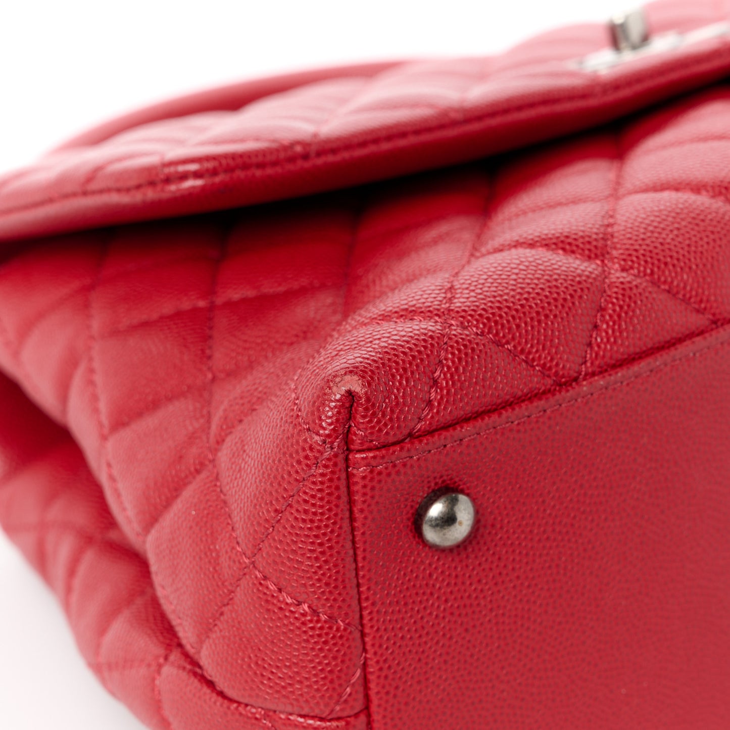 Caviar Quilted Small Coco Handle Flap Red