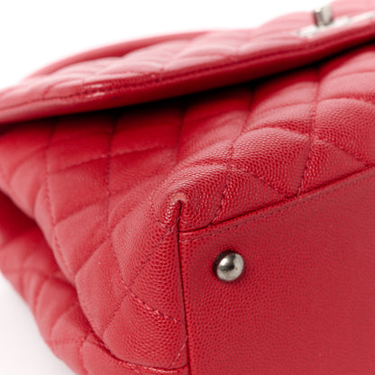 Chanel Caviar Quilted Small Coco Handle Flap Red 13 of 14