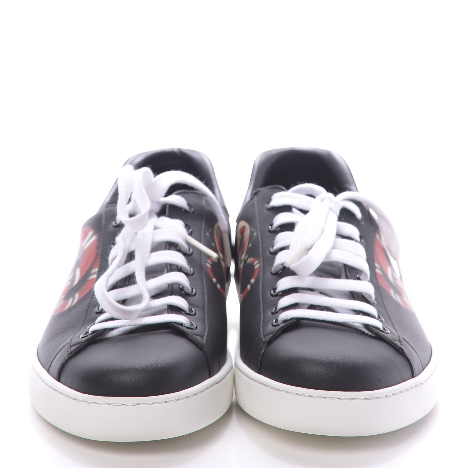Gucci Calfskin Kingsnake Mens Ace Sneakers 9 Black Multicolor 2 of 10