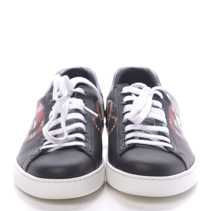 Gucci Calfskin Kingsnake Mens Ace Sneakers 9 Black Multicolor 2 of 10