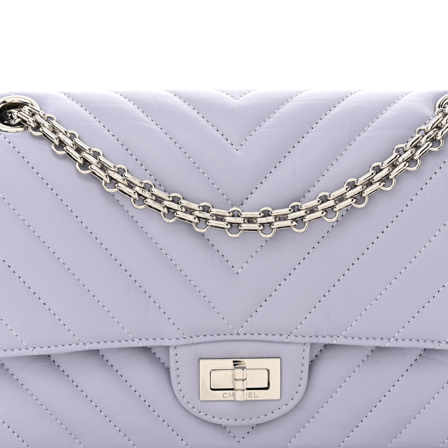 Chanel Aged Calfskin Chevron Quilted 2.55 Reissue 225 Flap Light Purple 8 of 12