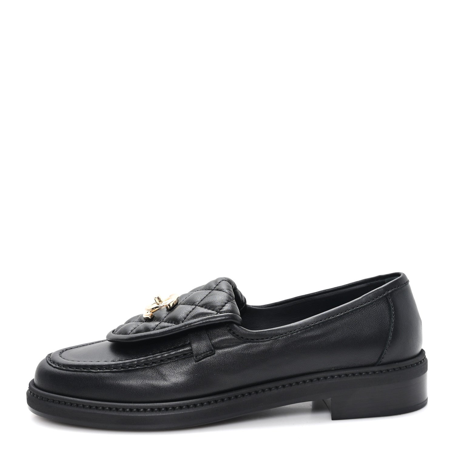 Chanel Lambskin Quilted CC Turnlock Loafers 38.5 Black 1 of 10