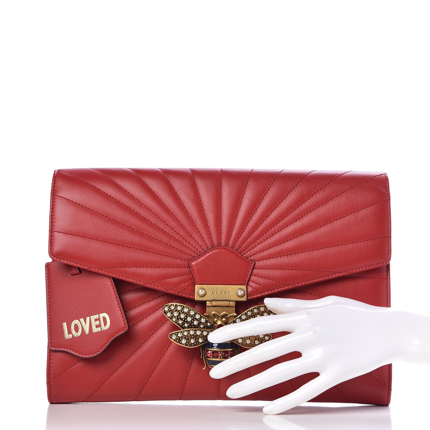 Gucci Calfskin Trapuntata Queen Margaret Clutch Hibiscus Red 2 of 9