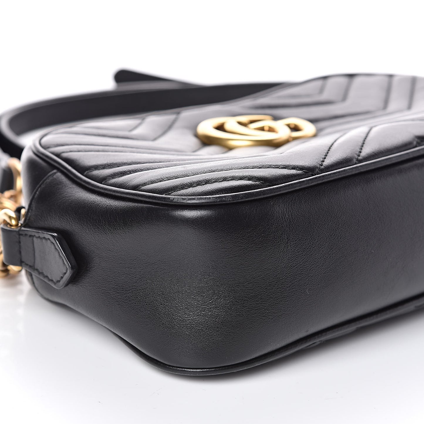 Calfskin Matelasse Small GG Marmont Chain Shoulder Bag Black