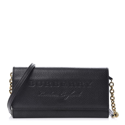 Burberry Calfskin Logo Embossed Chain Wallet Black 1 of 9