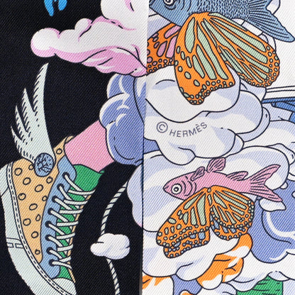 Hermes Silk Sur Mon Nuage Twilly Bleu Black Mauve 4 of 4