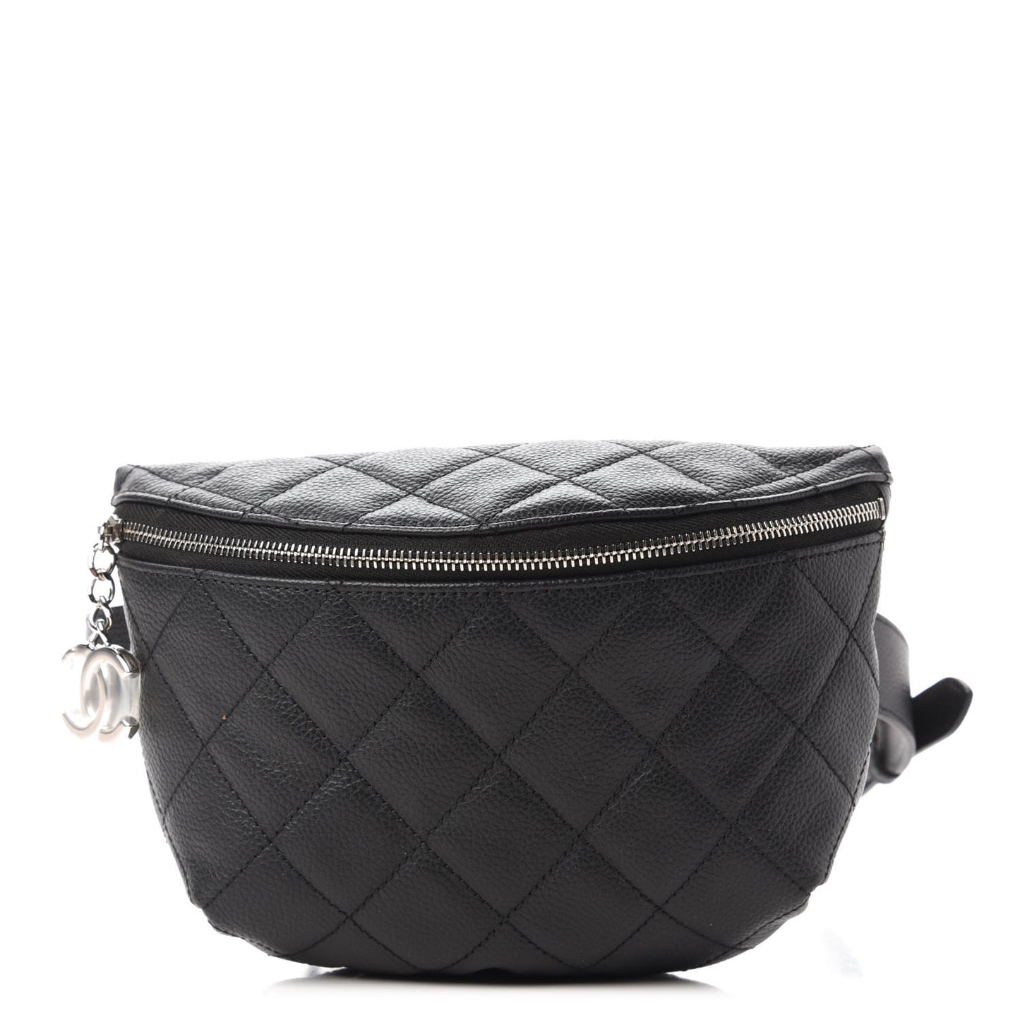 Grained Calfskin Quilted Waist Belt Bag Black