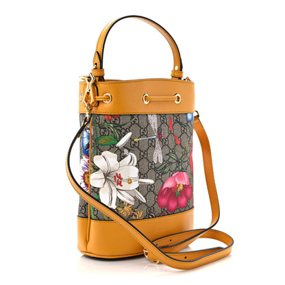 Gucci GG Supreme Monogram Flora Small Ophidia Bucket Bag Beige Multicolor Crop 3 of 10
